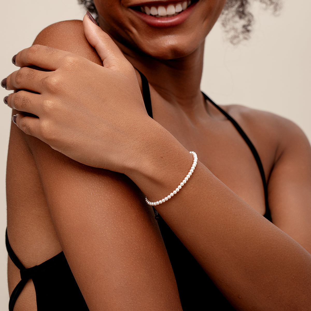 Dainty Pearl Beaded Bracelet – 925 Sterling Silver