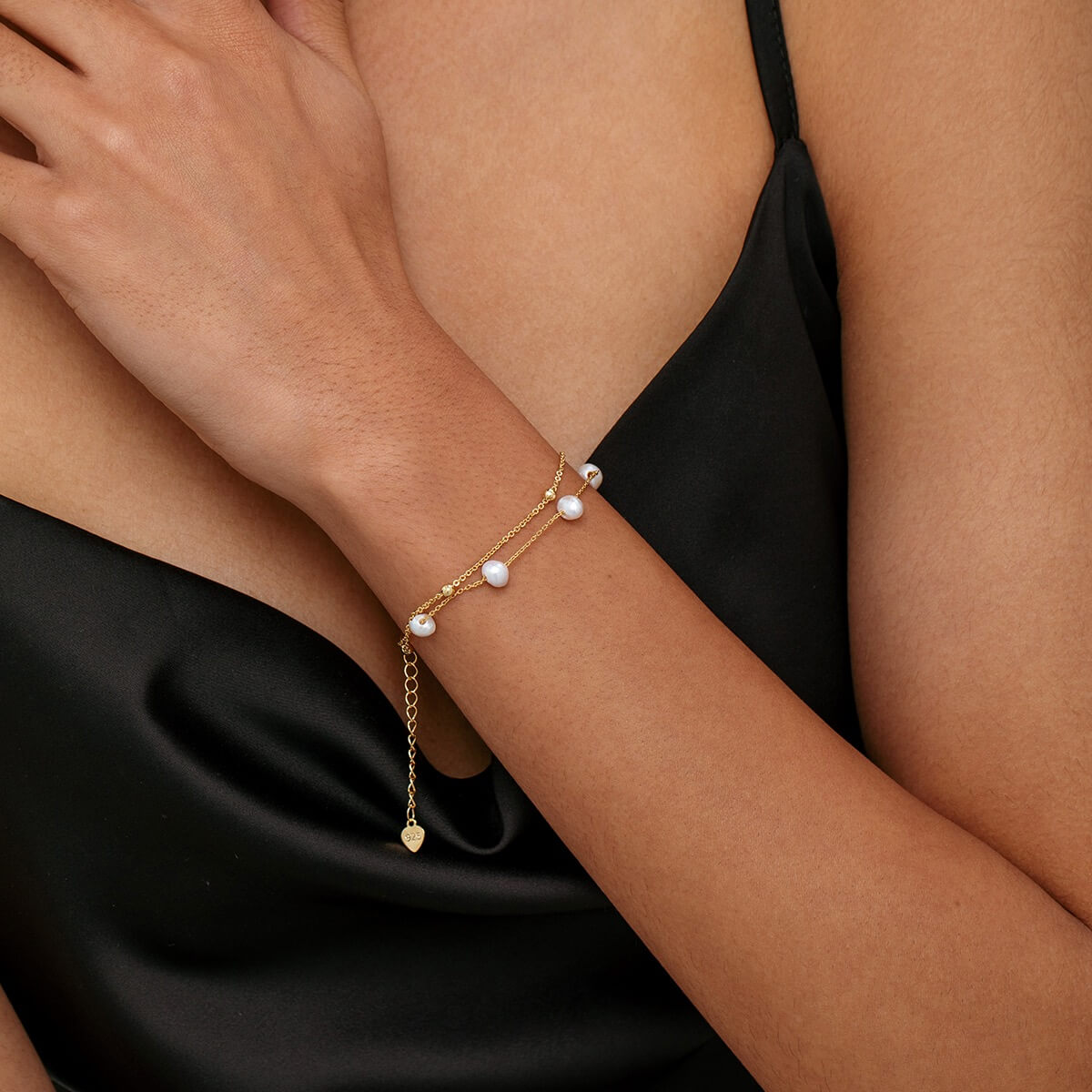 Freshwater Pearl Double Layer Bracelet – Gold