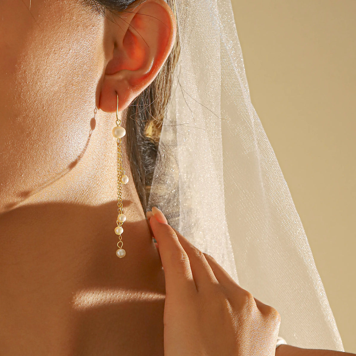 Pearl Tassel Drop Earrings – 18K Gold