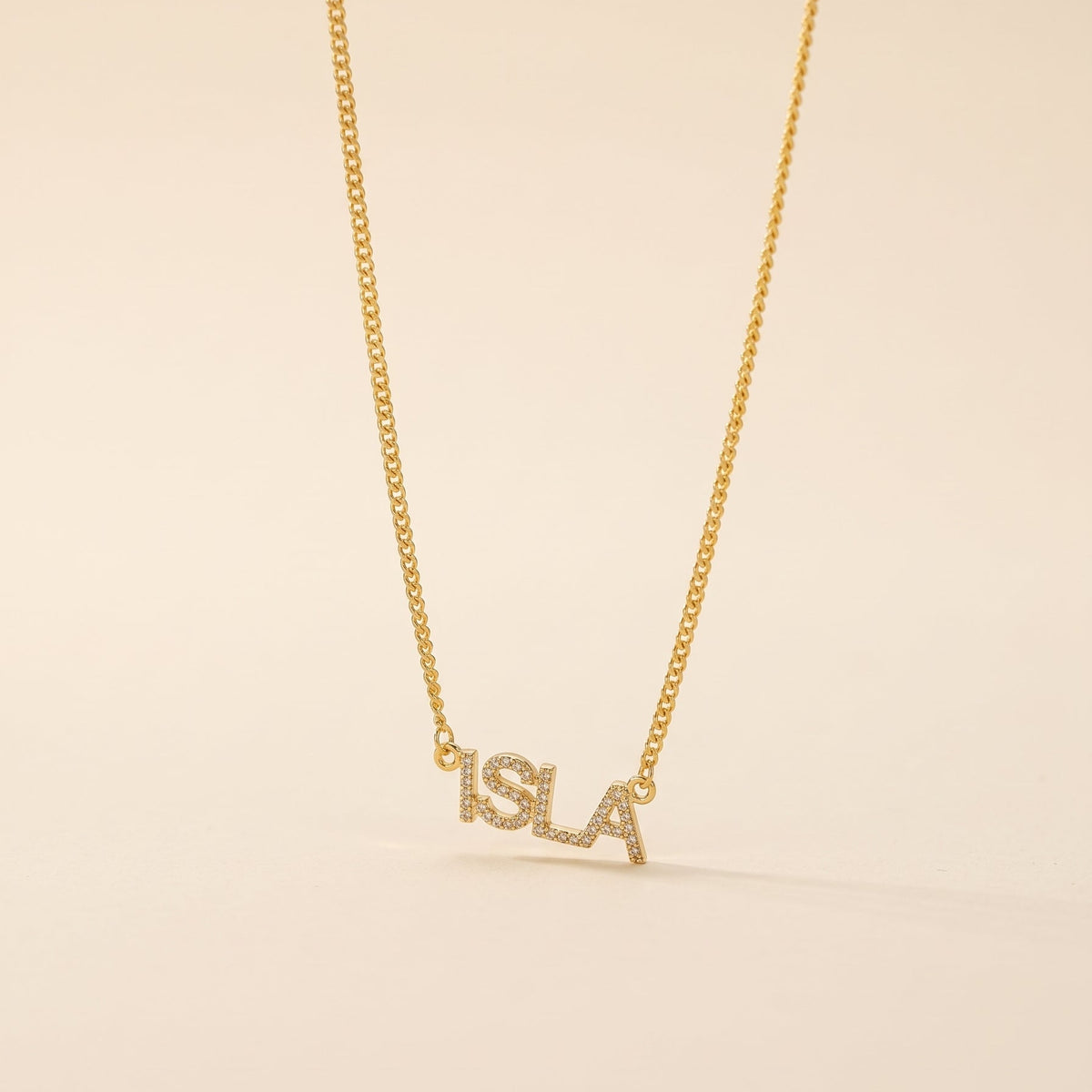 Personalised pave name necklace with CZ stones